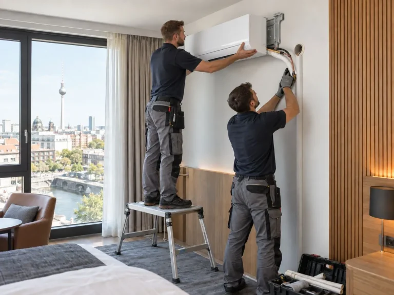 Klimaanlageninstallation im Hotelzimmer