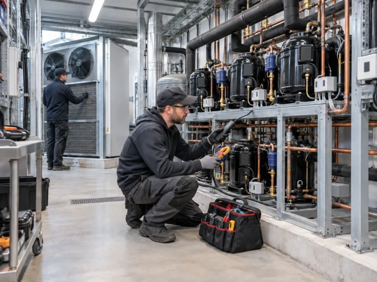Techniker an Kühlanlage